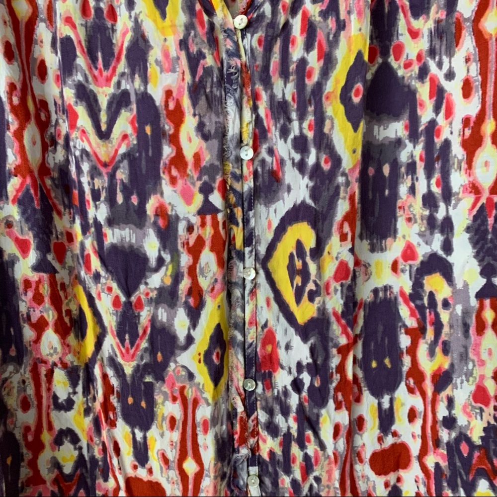 Daniel Rainn Multicolor Button Front Blouse Boho … - image 4